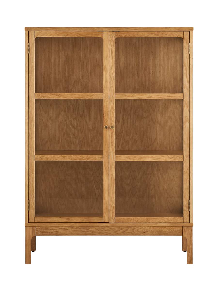 
Design Holz Highboard „Zamora“ 2-türig - Eiche Natural
