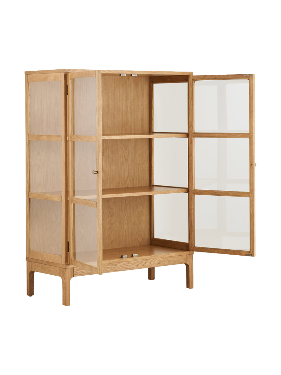 
Design Holz Highboard „Zamora“ 2-türig - Eiche Natural