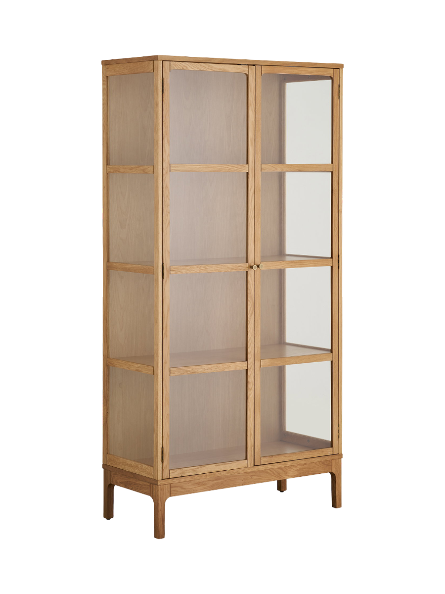 
Vitrine en bois design « Zamora » à 2 portes - Chêne naturel / 90 x 40 x 180 cm