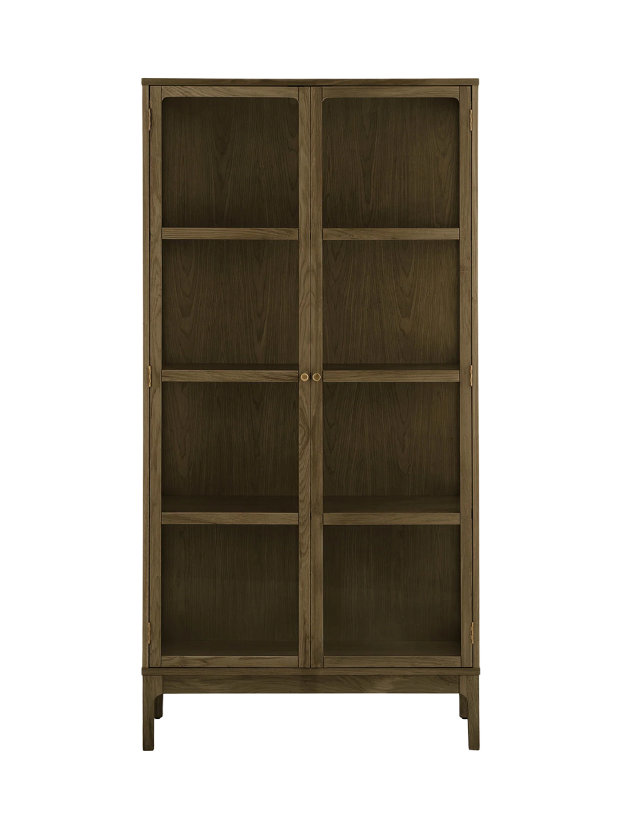 
Design Holzvitrine „Zamora“ 2-türig - Eiche Dunkelbraun / 90 x 40 x 180 cm