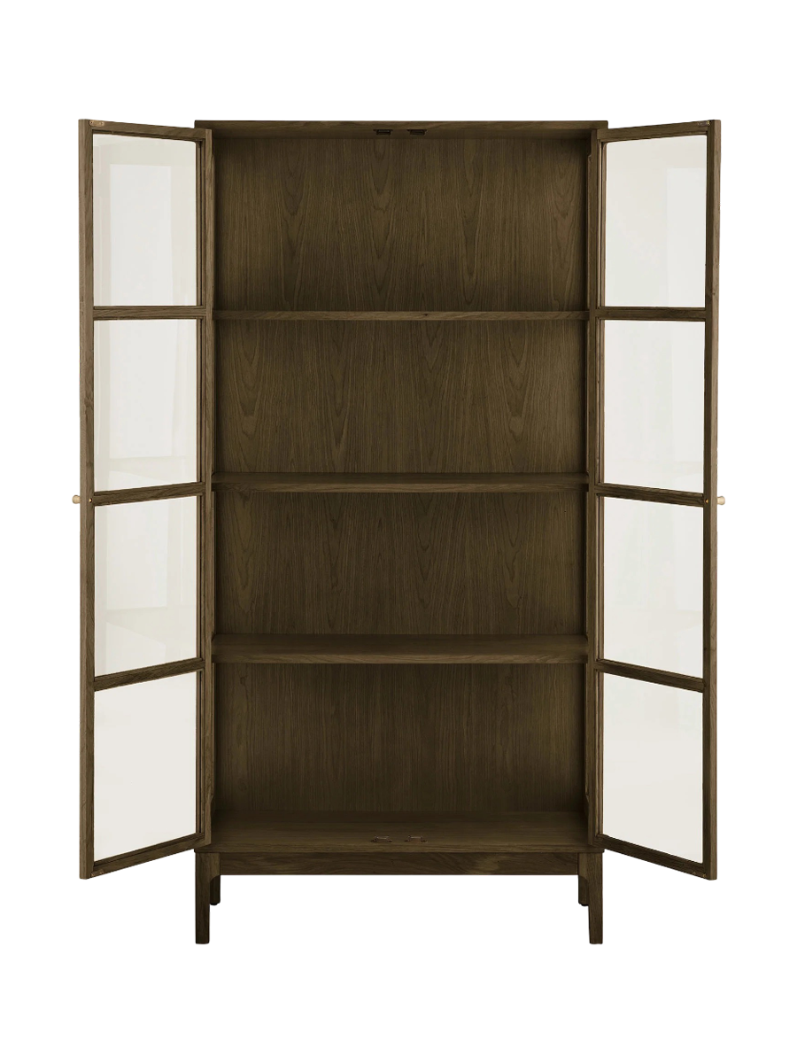 
Design Holzvitrine „Zamora“ 2-türig - Eiche Dunkelbraun / 90 x 40 x 180 cm