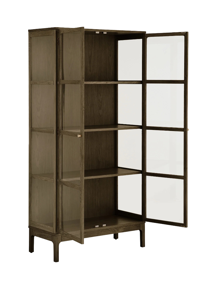 
Design Holzvitrine „Zamora“ 2-türig - Eiche Dunkelbraun / 90 x 40 x 180 cm