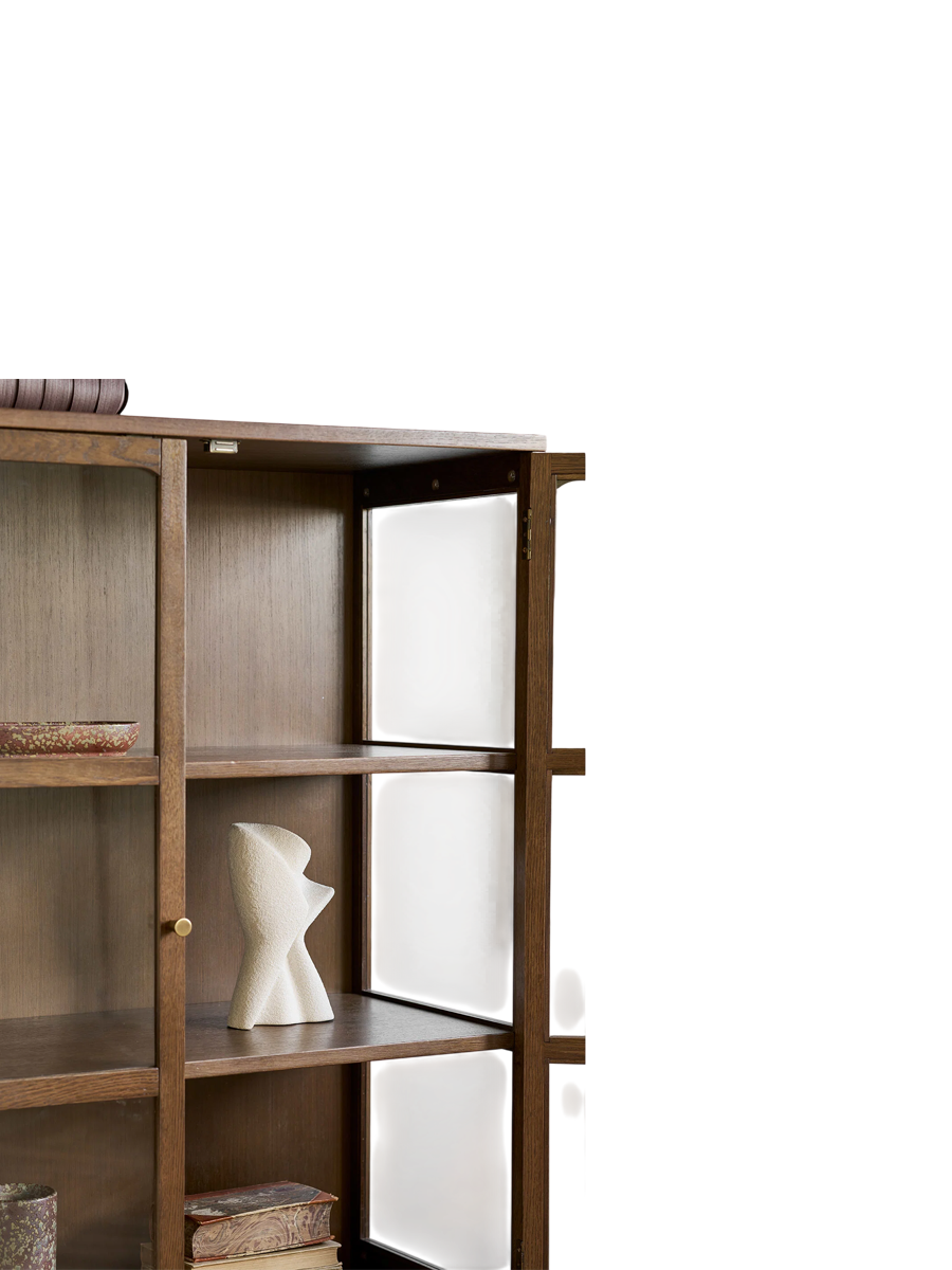 
Design Holz Highboard „Zamora“ 2-türig - Eiche Dunkelbraun