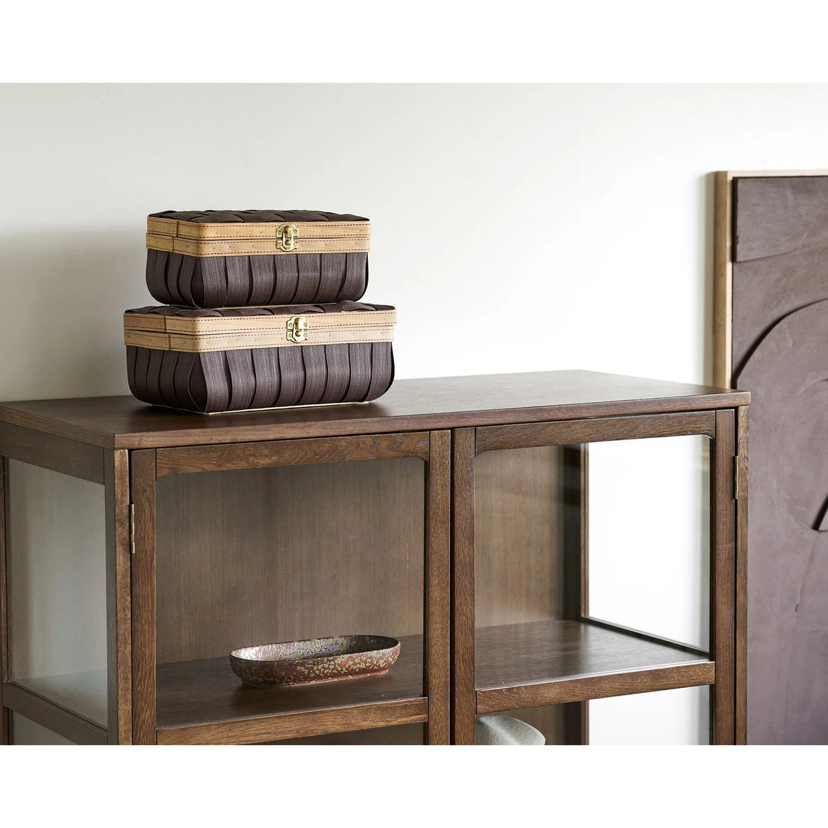 
Design Holz Highboard „Zamora“ 2-türig - Eiche Dunkelbraun