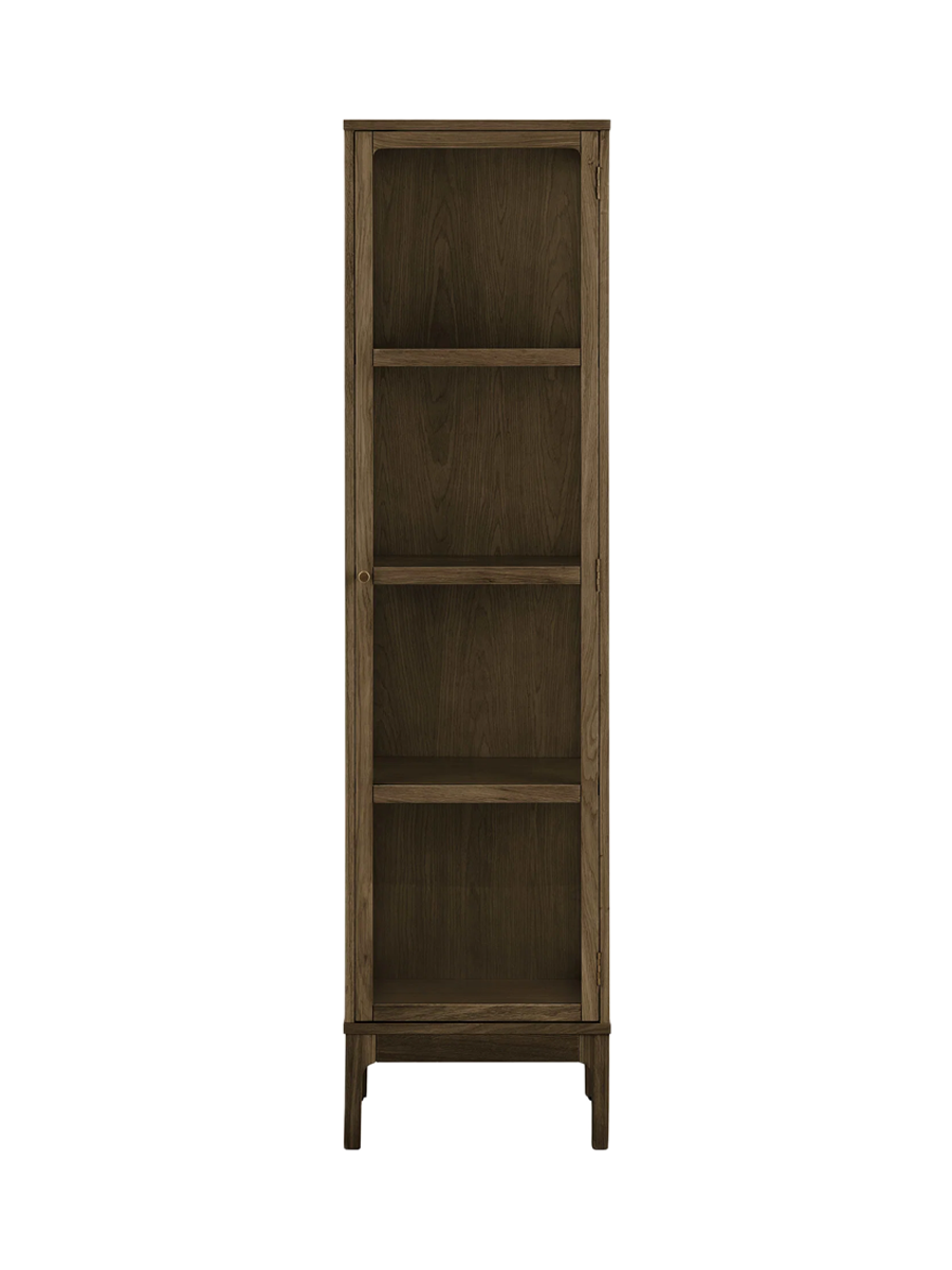 
Vitrine en bois design « Zamora » à 2 portes - Chêne brun foncé / 40 x 47 x 180 cm