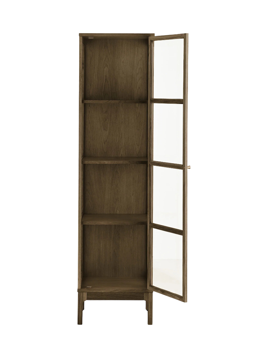 
Vitrine en bois design « Zamora » à 2 portes - Chêne brun foncé / 40 x 47 x 180 cm