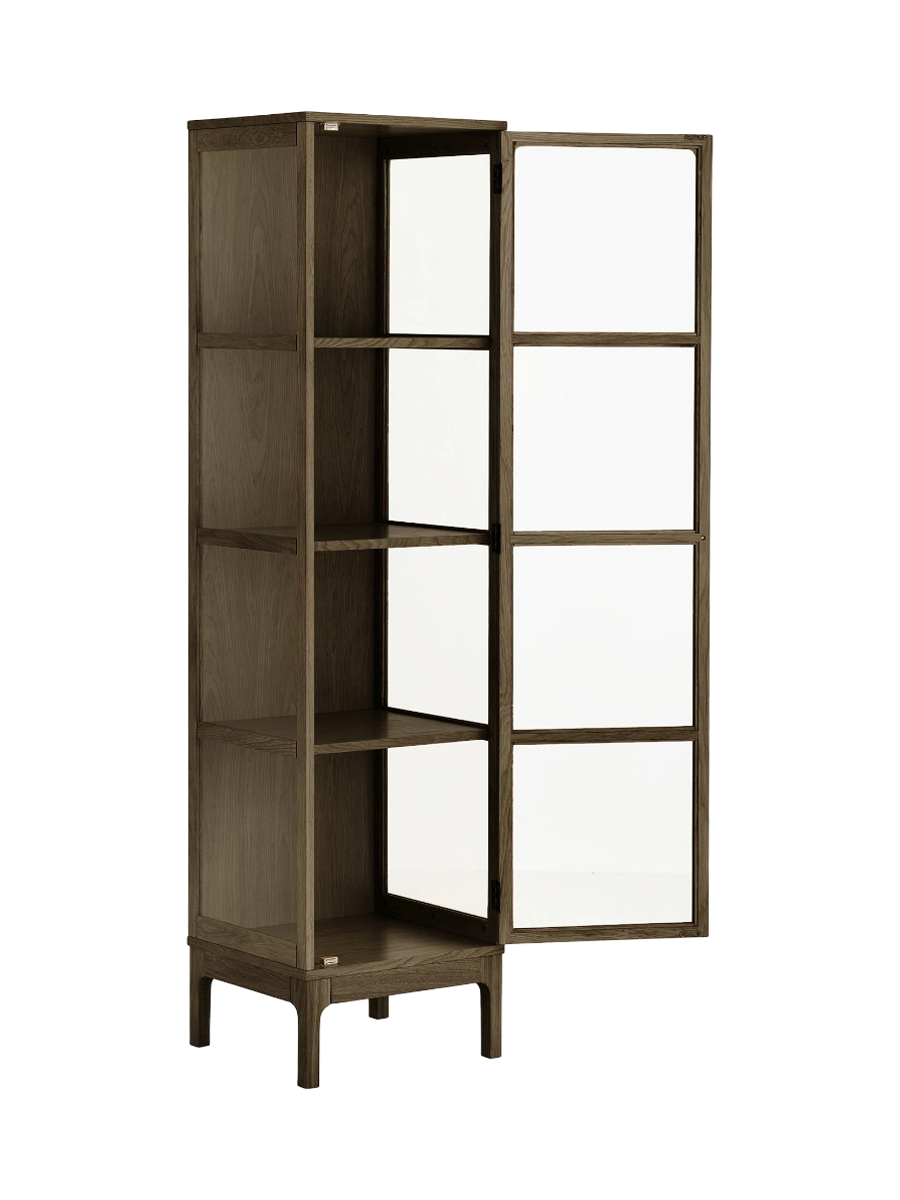 
Vitrine en bois design « Zamora » à 2 portes - Chêne brun foncé / 40 x 47 x 180 cm