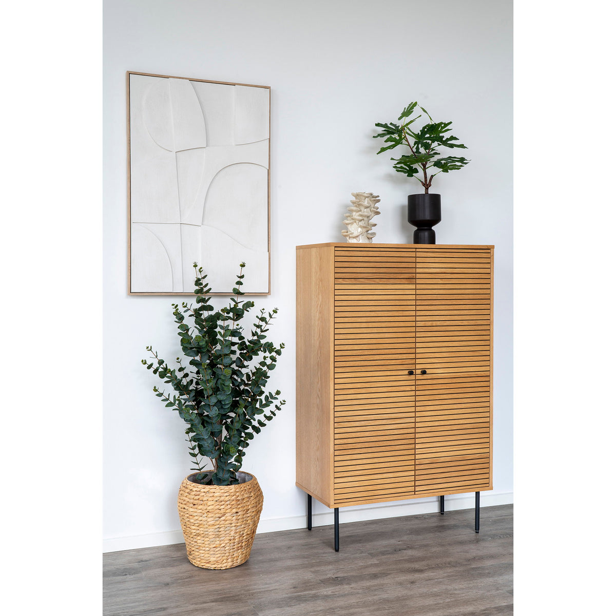 
Mobile alto di design «Nokia» a 2 ante - Rovere Naturale