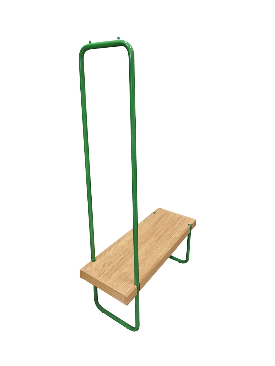 
Banc design "Ben" avec porte-manteau intégré - Vert / Chêne