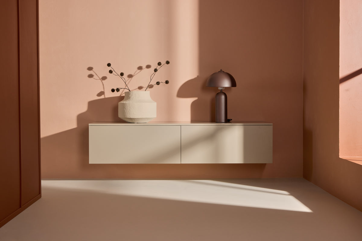
Wandhängendes Design Lowboard „Friham“ - Beige