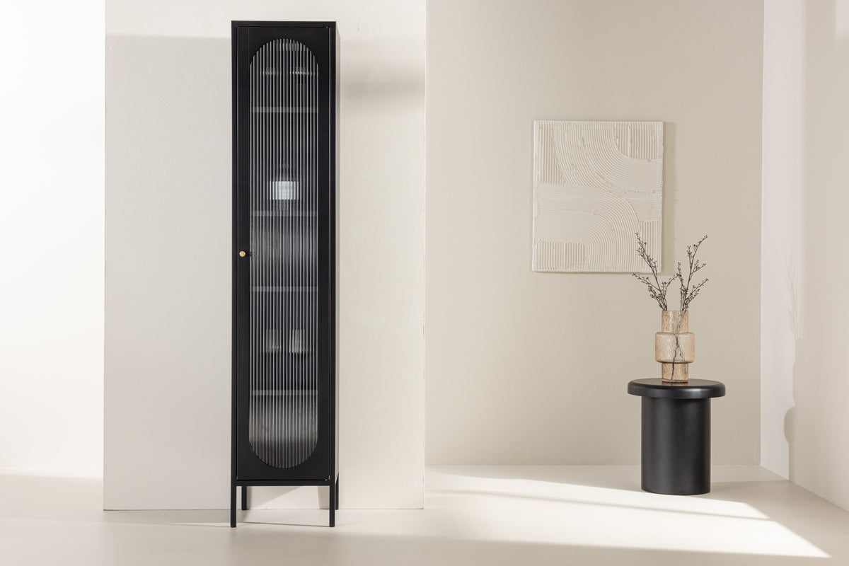 
Vitrine design étroite « Cali » en métal - Noir