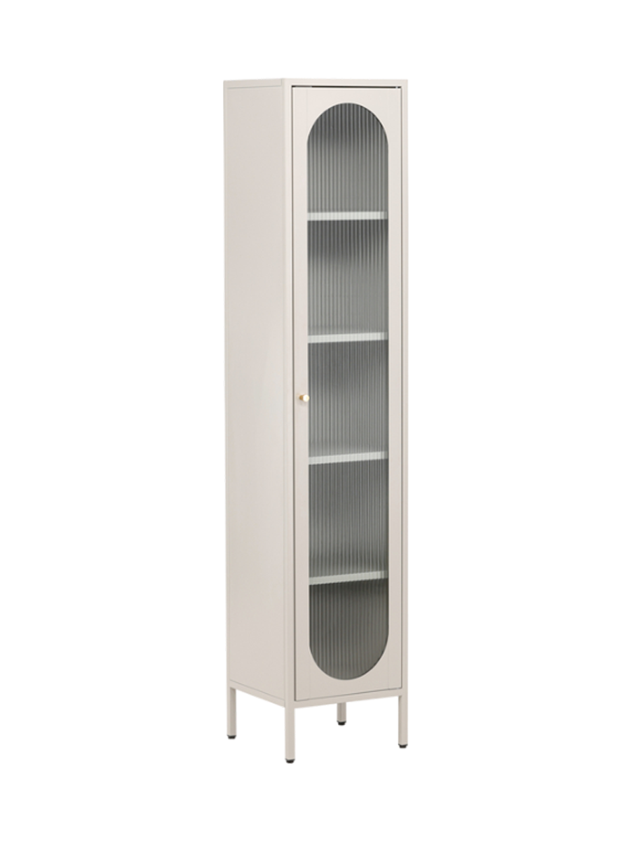 
Vitrine design étroite « Cali » en métal - Beige