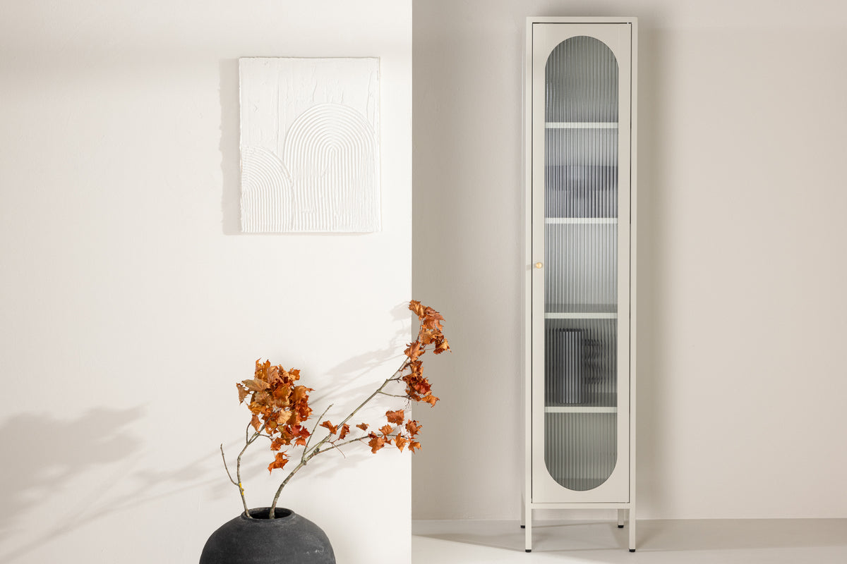 
Vitrine design étroite « Cali » en métal - Beige