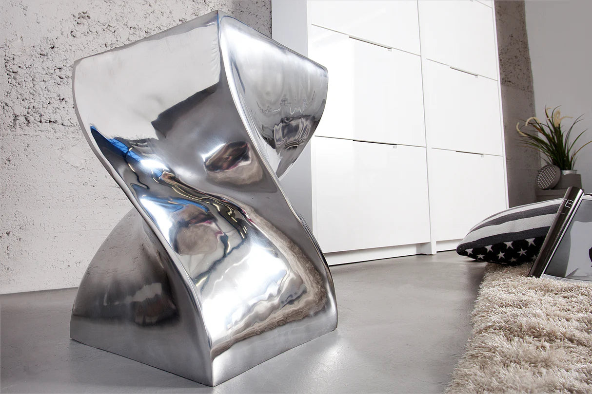 
"Twist" Designer Side Table - Silver