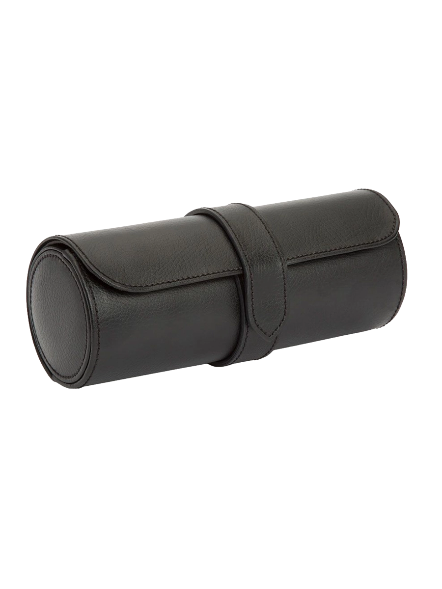 
Sophisticated Genuine Leather Watch Roll "Blake" with Additional Jewelry Capsule - Black
