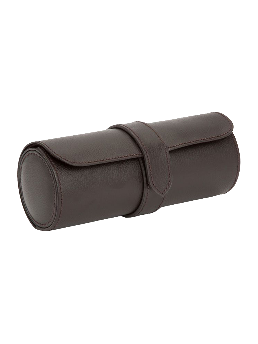 
Sophisticated Genuine Leather Watch Roll "Blake" with Additional Jewelry Capsule - Brown