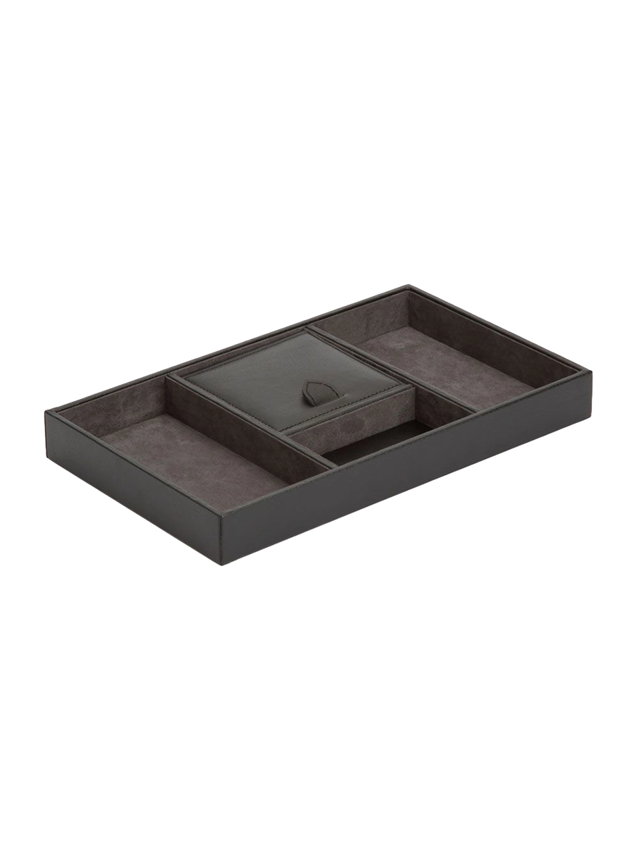 
Plateau de rangement en cuir véritable de luxe « Blake II » - Noir