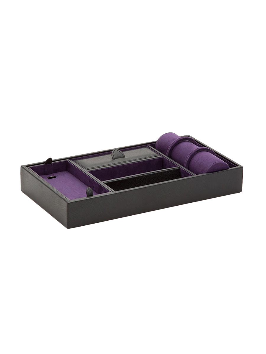 
Noble Genuine Leather Tray "Blake" - Black / Purple