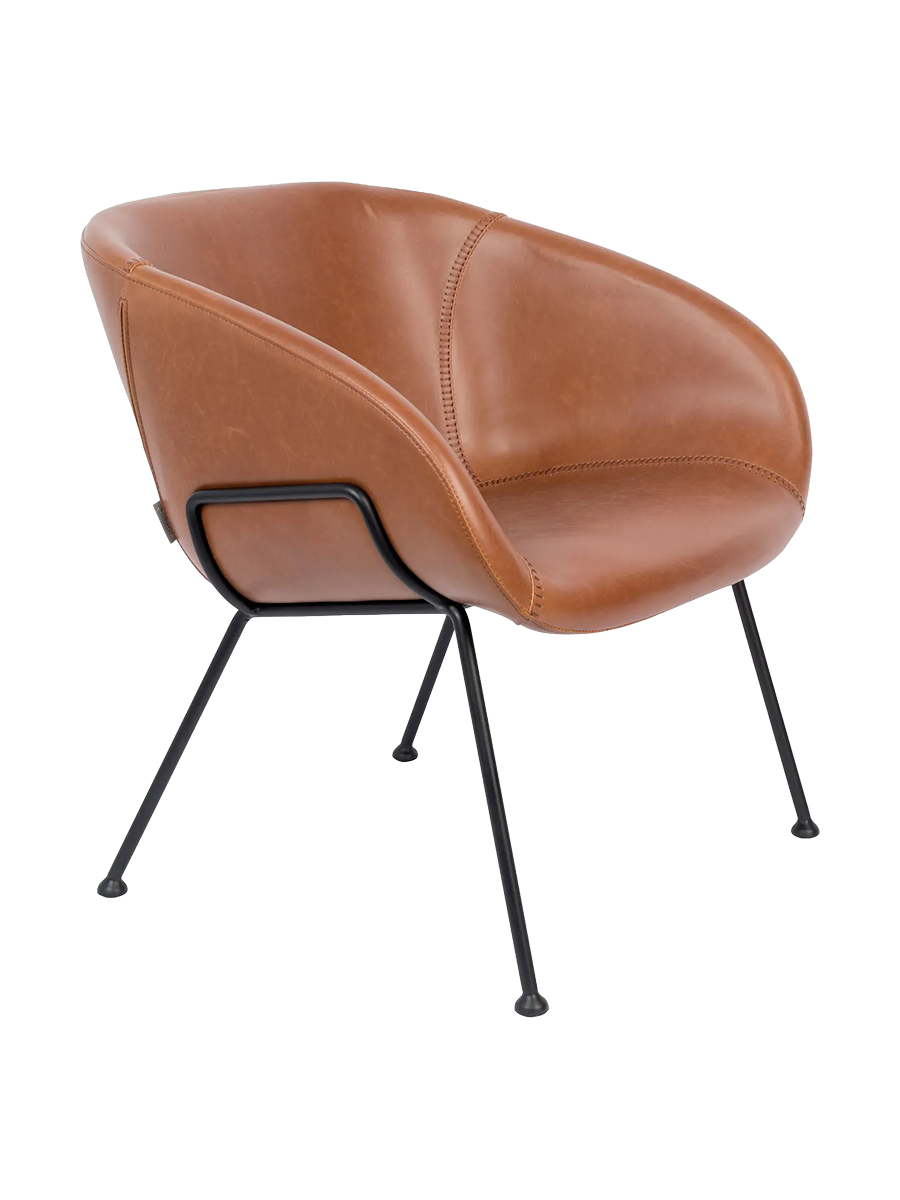 
Hochwertiger Design Loungesessel „Feston“ - Kunstleder Cognac