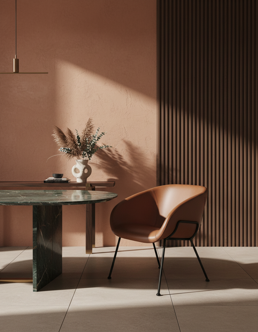 
Hochwertiger Design Loungesessel „Feston“ - Kunstleder Cognac