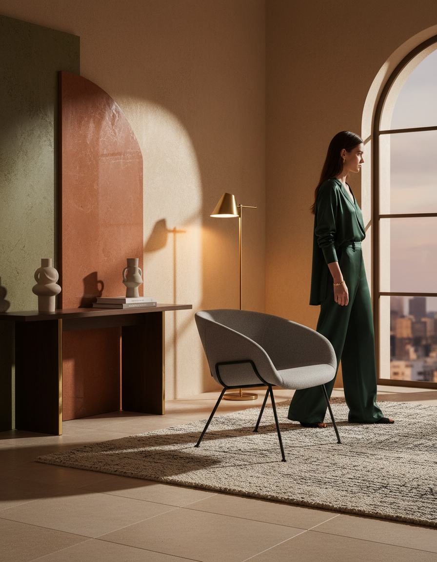 
Hochwertiger Design Loungesessel „Feston“ - Strukturstoff Grau