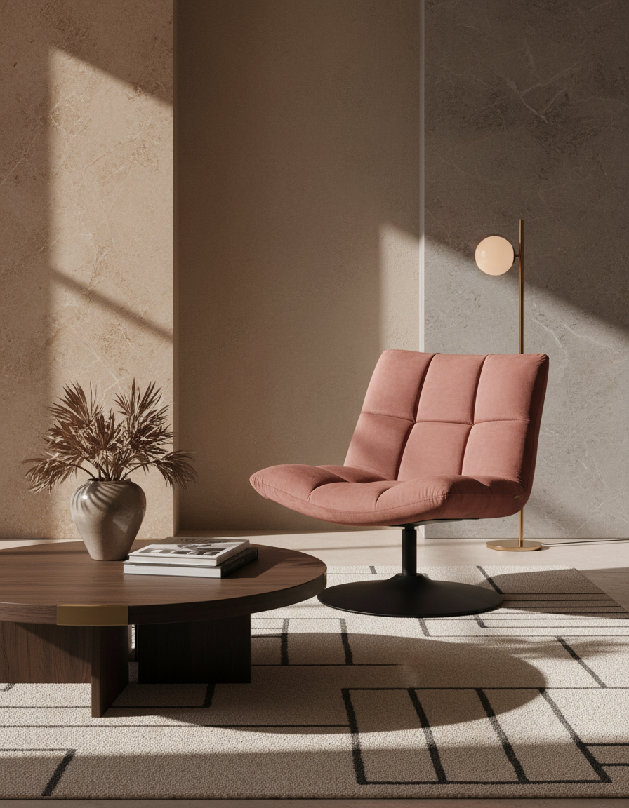 
Poltrona girevole di design «Bar» - Vecchio rosa