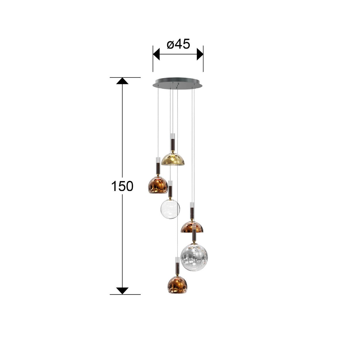 
Lampada a sospensione di design a LED «Charlize», a 6 luci