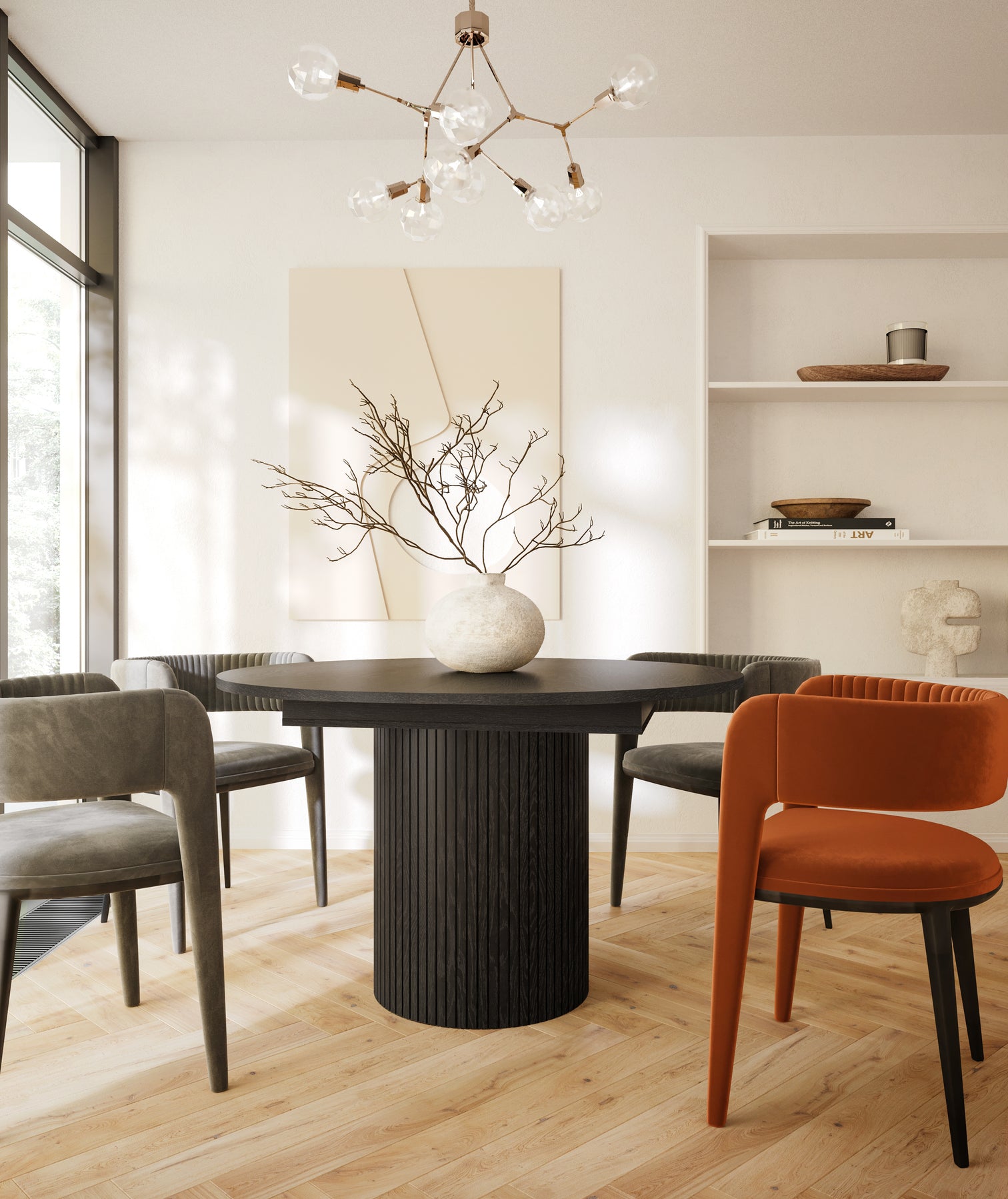 
High-quality, extendable dining table "Toscana" Ø 120-160 x 120 cm - Black Oak