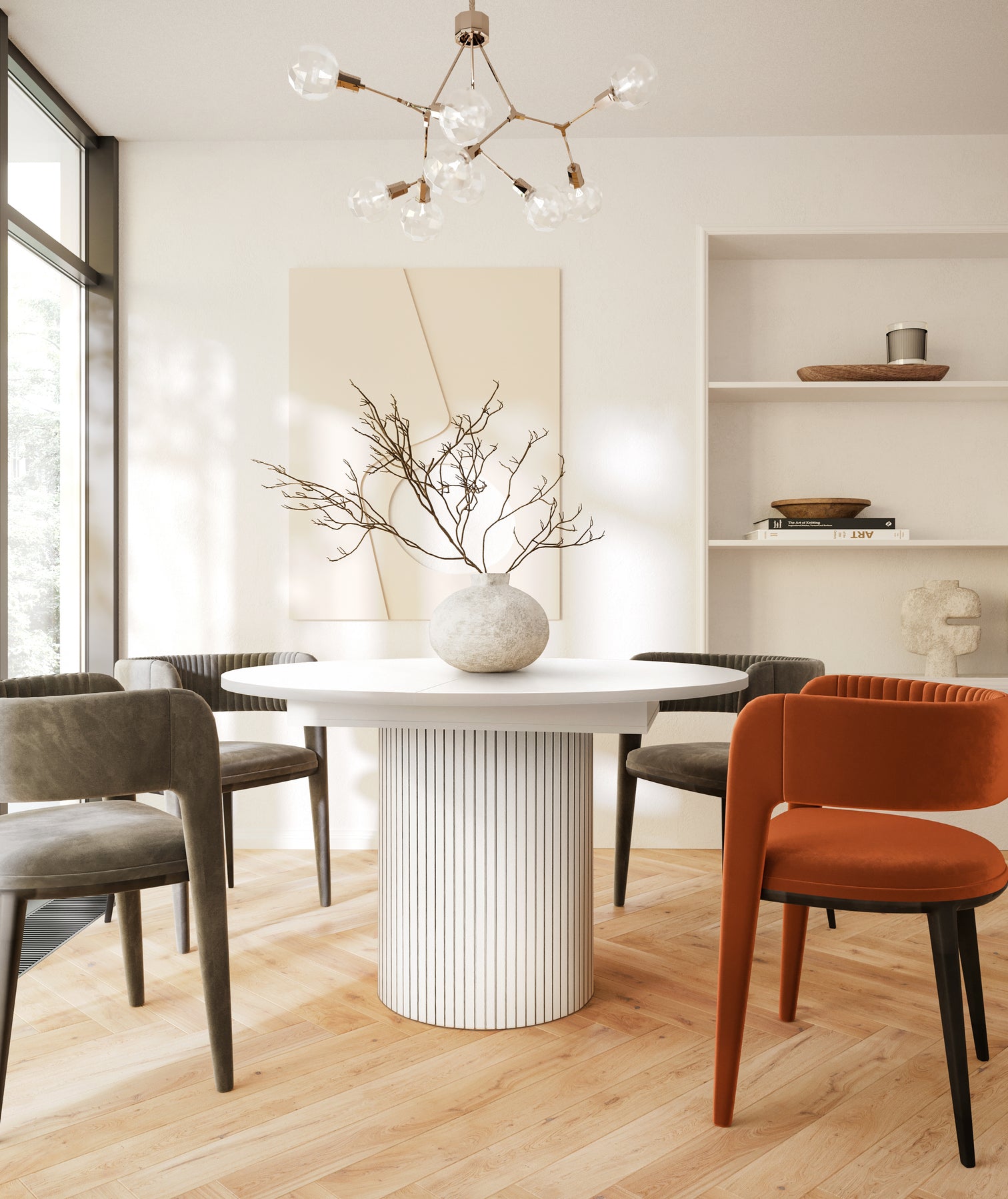 
High-quality, extendable dining table "Toscana" Ø 120-160 x 120 cm - White