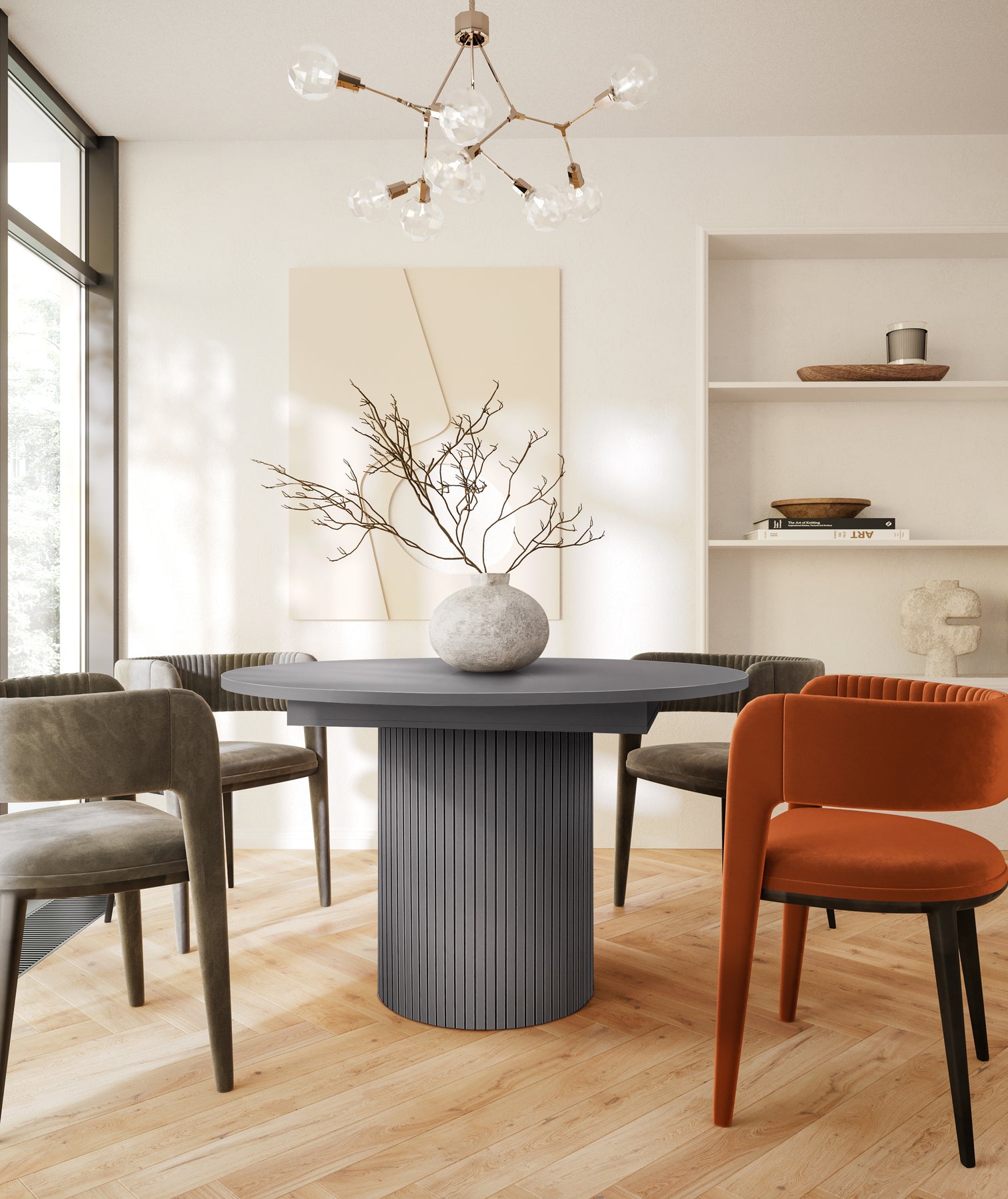 
High-quality, extendable dining table "Toscana" Ø 120-160 x 120 cm - Grey