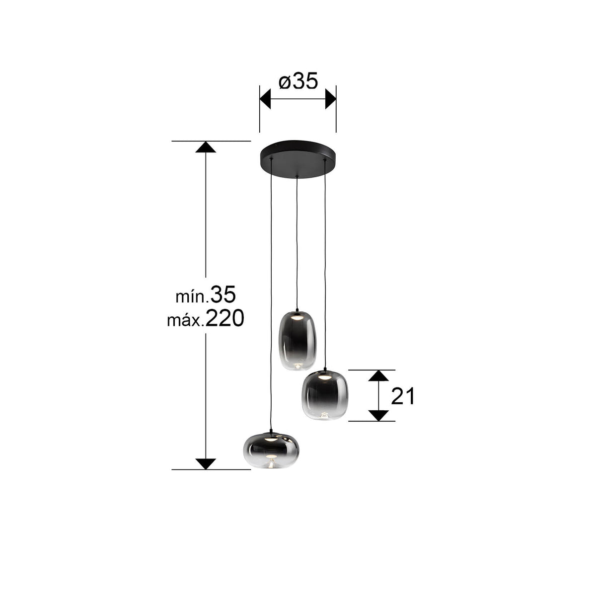 
Lampada a sospensione LED di design „Onice“ a 3 luci