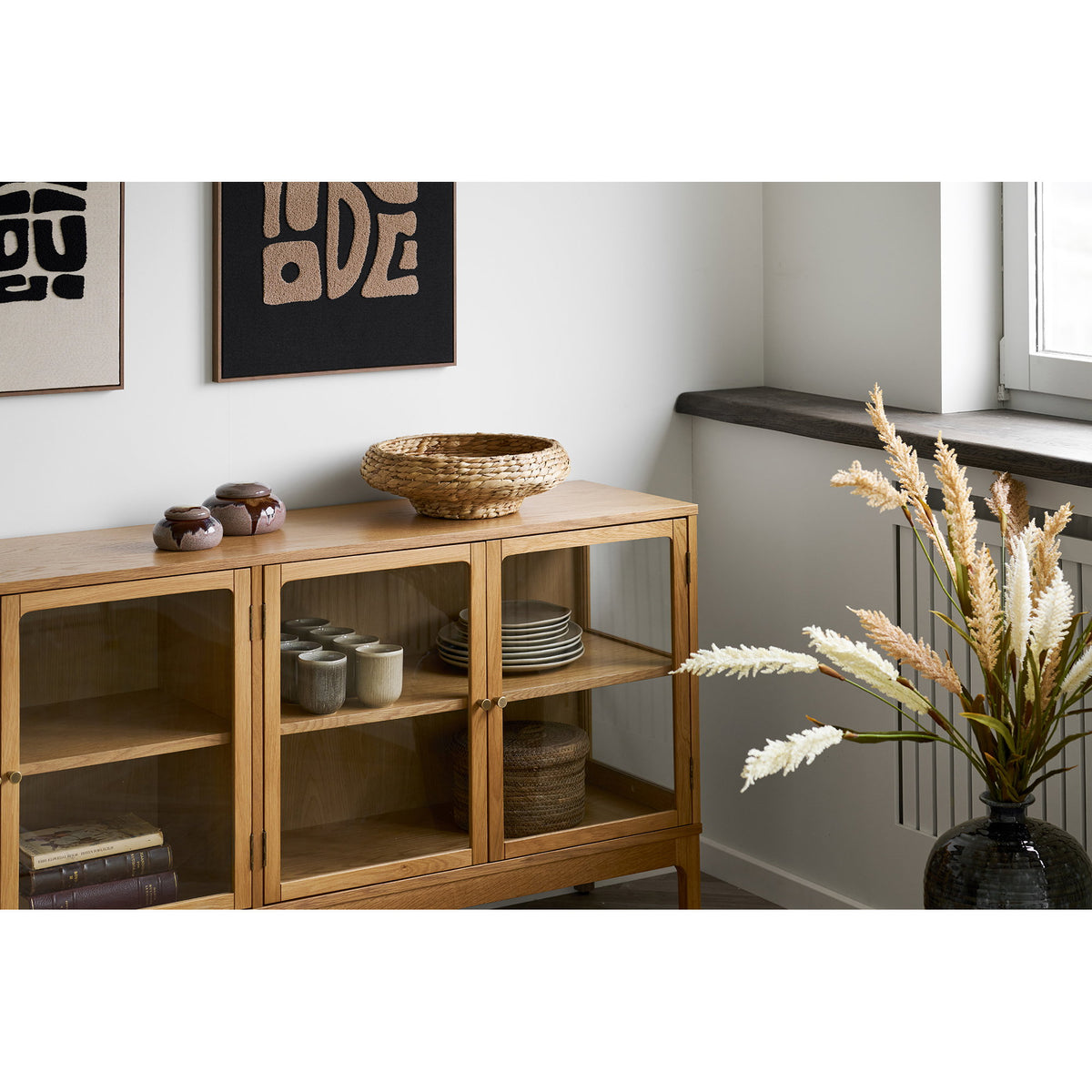 
Buffet design en bois « Zamora », 4 portes - Chêne naturel