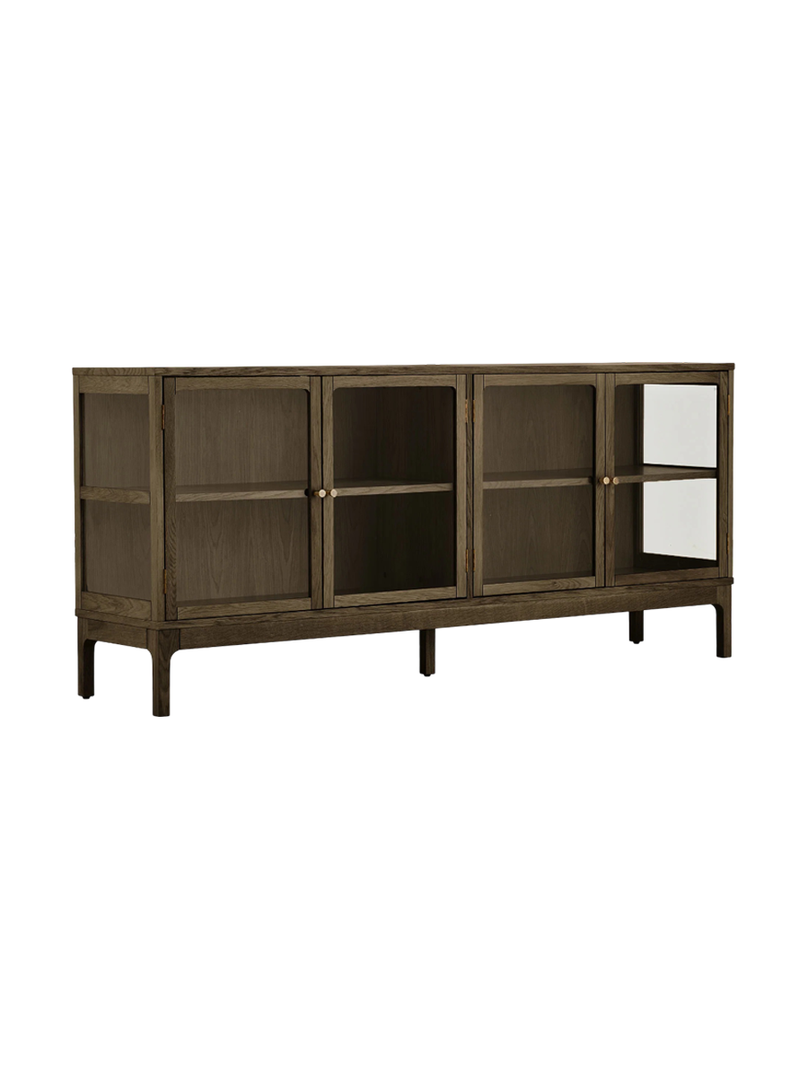 
Credenza in legno di design «Zamora», a 4 ante - Rovere Marrone scuro