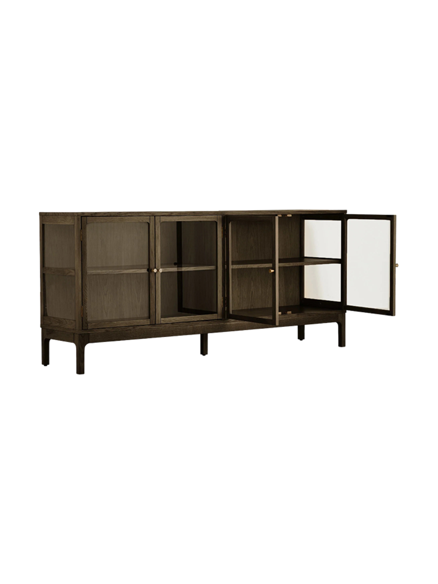 
Buffet design en bois « Zamora », 4 portes - Chêne brun foncé