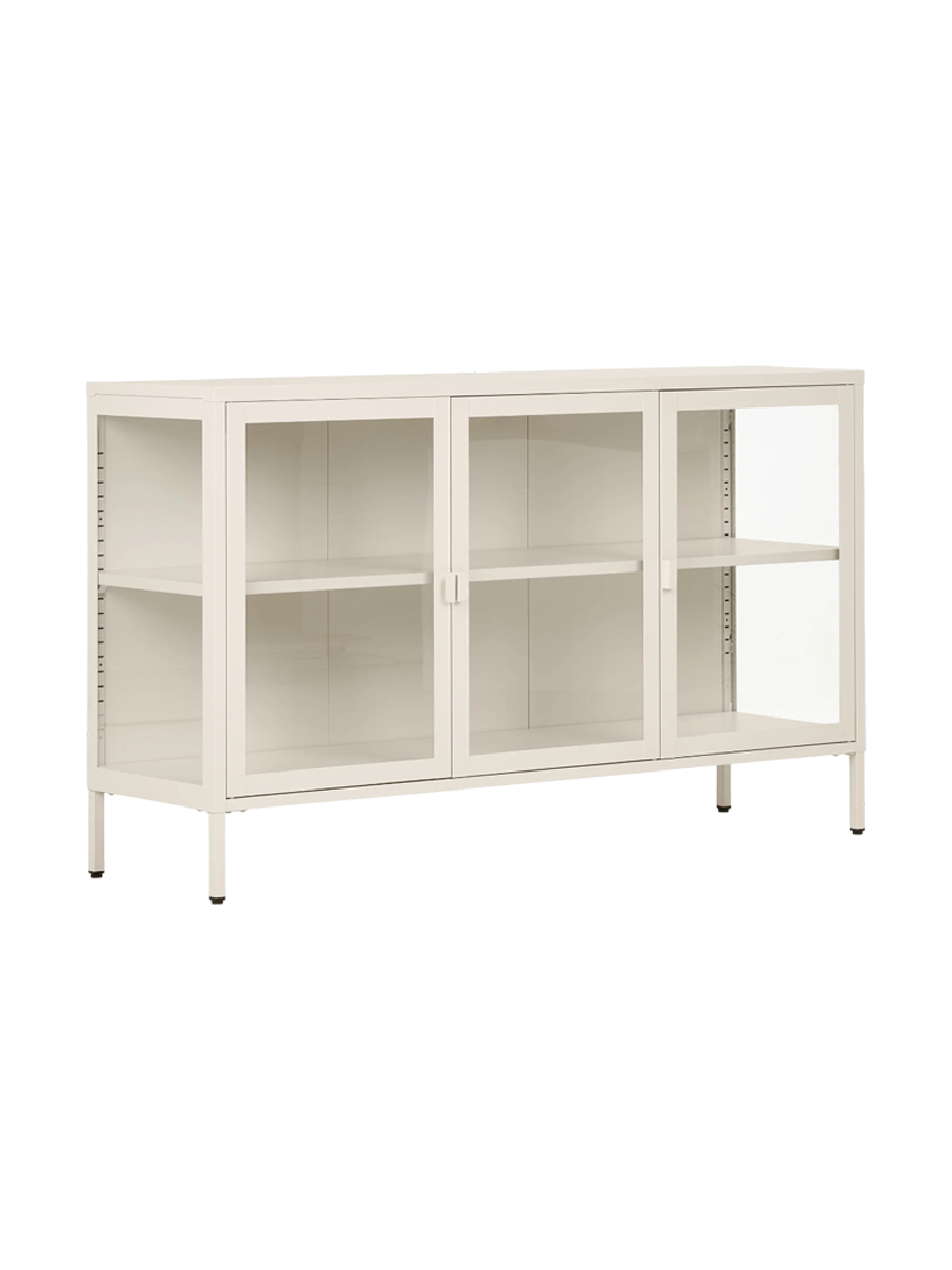
Design Sideboard „Leonies“ aus Metall, 3-türig - Off White