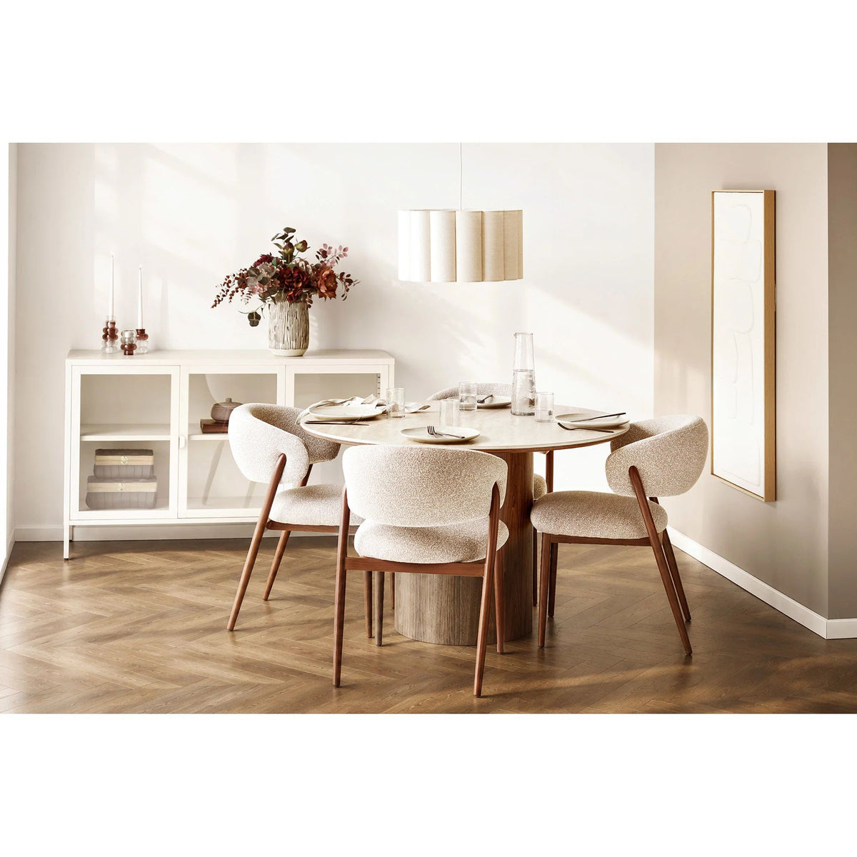 
Credenza di design «Leonies» in metallo, a 3 ante - Bianco sporco