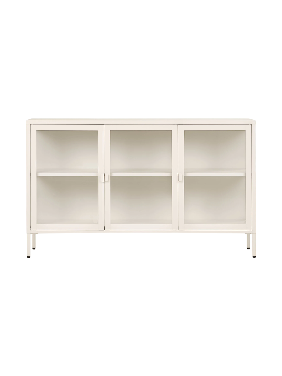 
Design Sideboard „Leonies“ aus Metall, 3-türig - Off White