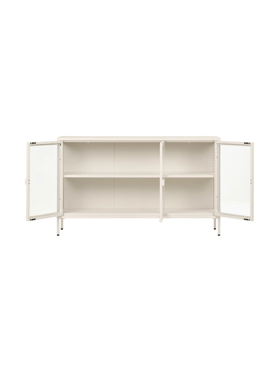 
Design Sideboard „Leonies“ aus Metall, 3-türig - Off White