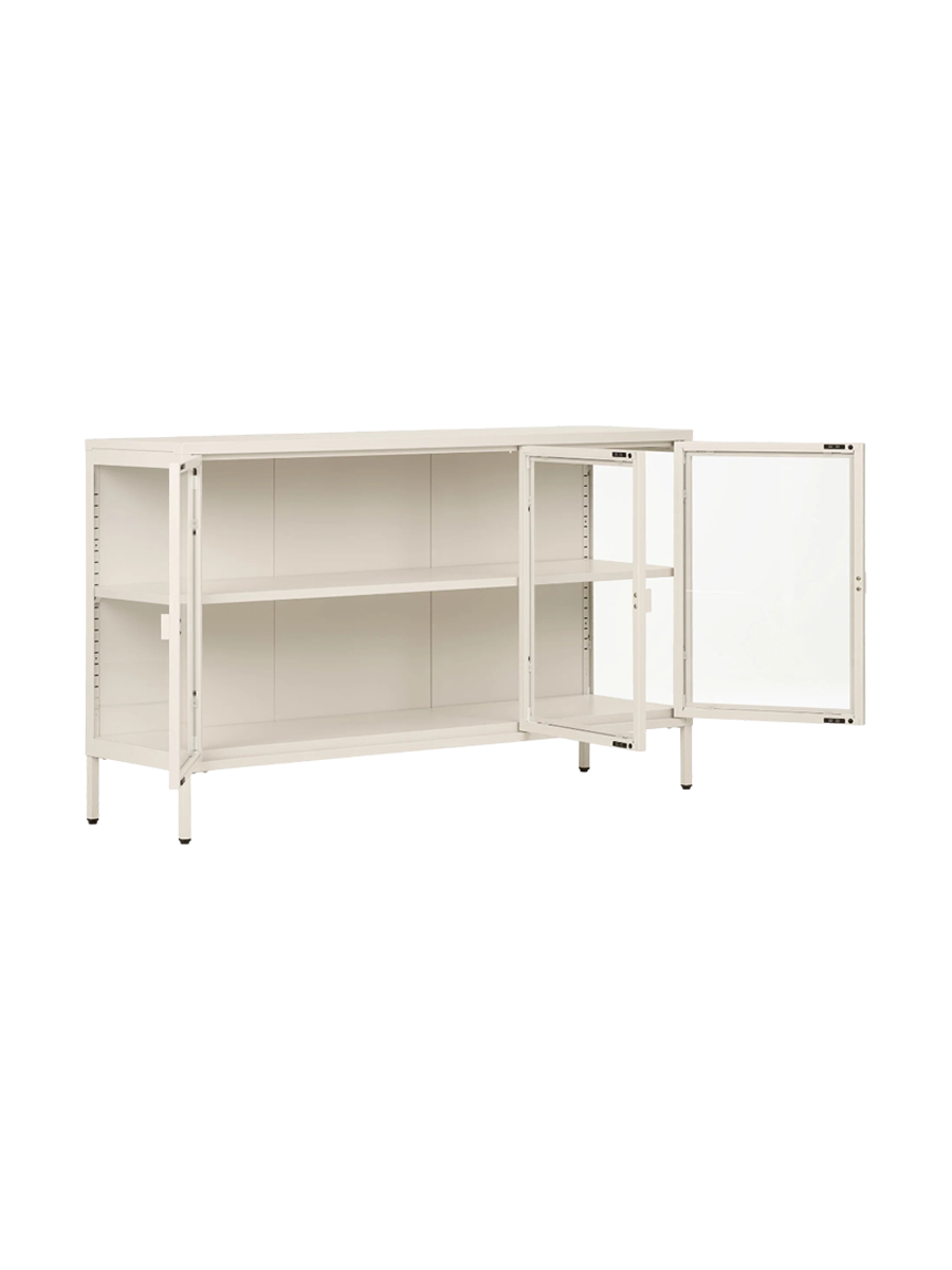 
Design Sideboard „Leonies“ aus Metall, 3-türig - Off White