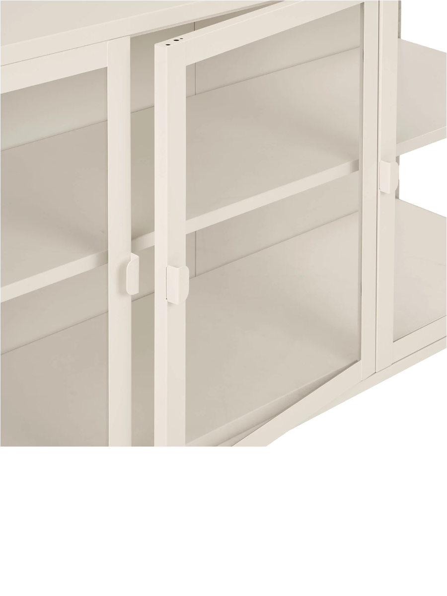 
Design Sideboard „Leonies“ aus Metall, 3-türig - Off White