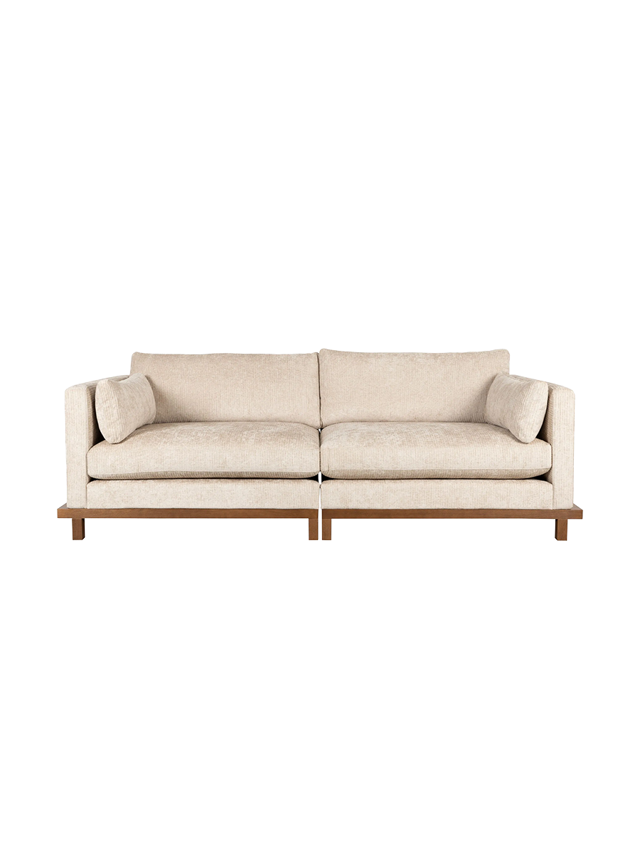 
Hochwertiges 3-Sitzer Design Sofa „Blossom“ - Sand / Nussbaum