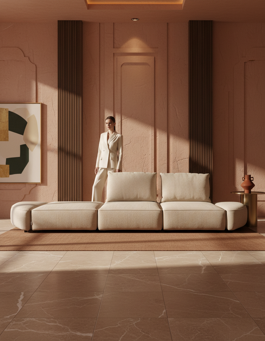 
4.5-Sitzer Design Sofa „Hunter“, Sand