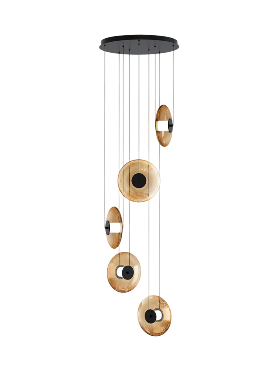 
LED designer pendant light “Diabolo”, 5-light