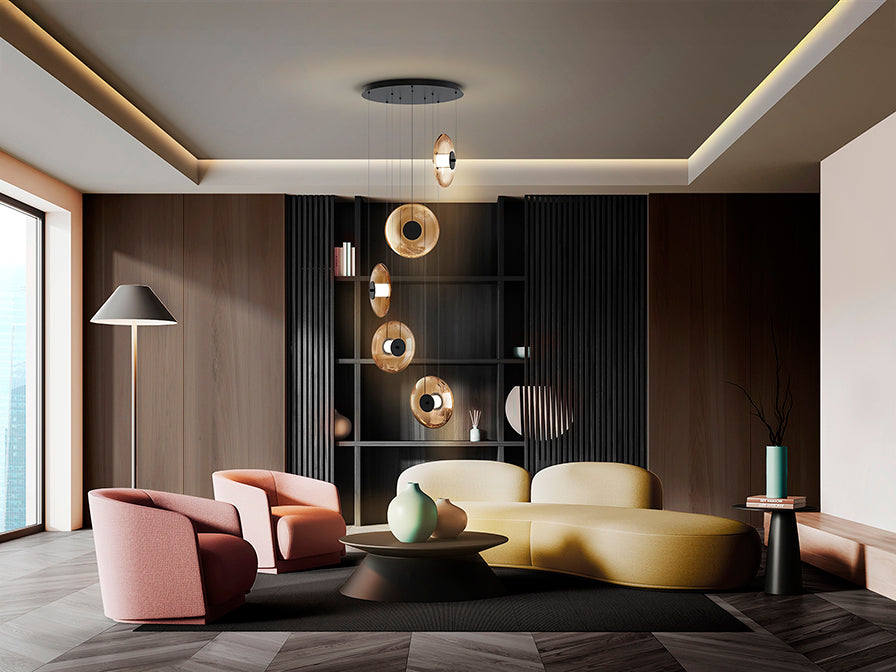 
Lampada a sospensione LED di design „Diabolo“, a 5 luci