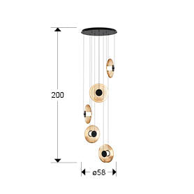 
Lampada a sospensione LED di design „Diabolo“, a 5 luci