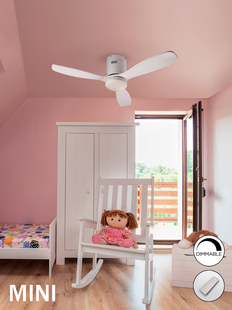 
Ventilateur de plafond haut de gamme et plafonnier LED « Siroco » avec télécommande - blanc