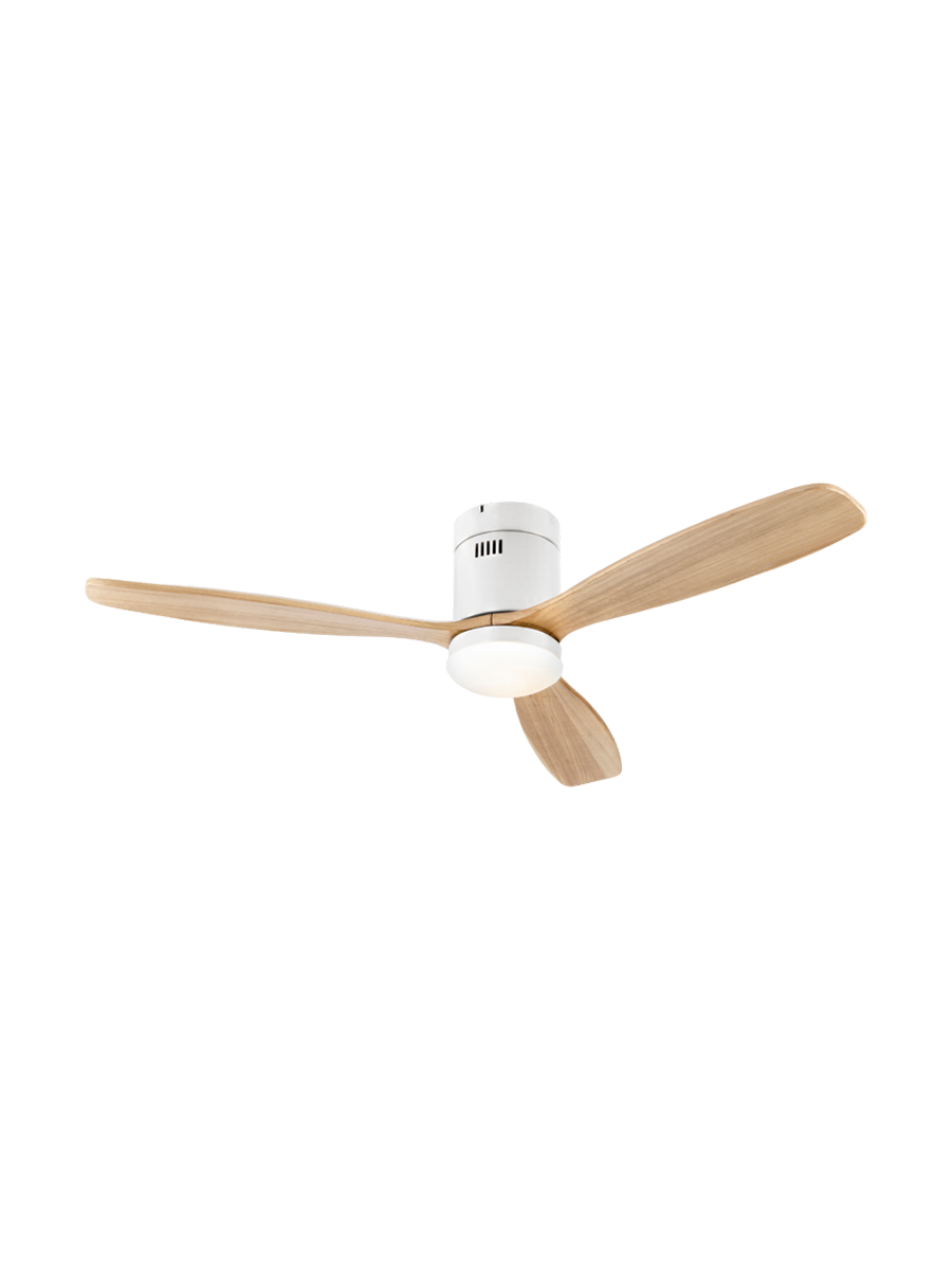 
Ventilateur de plafond haut de gamme et plafonnier LED « Siroco Grande » avec télécommande - Blanc / Naturel