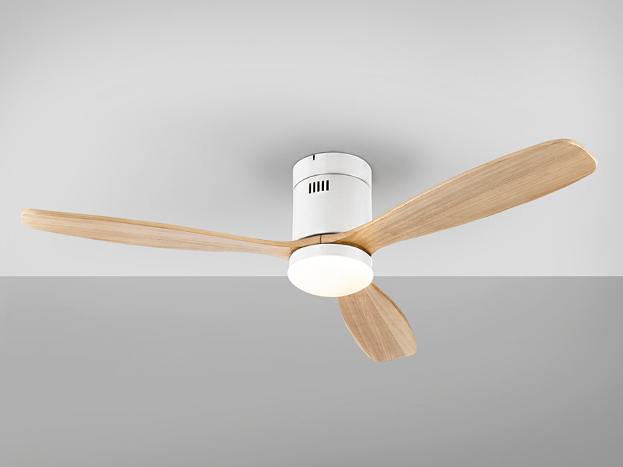 
Ventilateur de plafond haut de gamme et plafonnier LED « Siroco Grande » avec télécommande - Blanc / Naturel