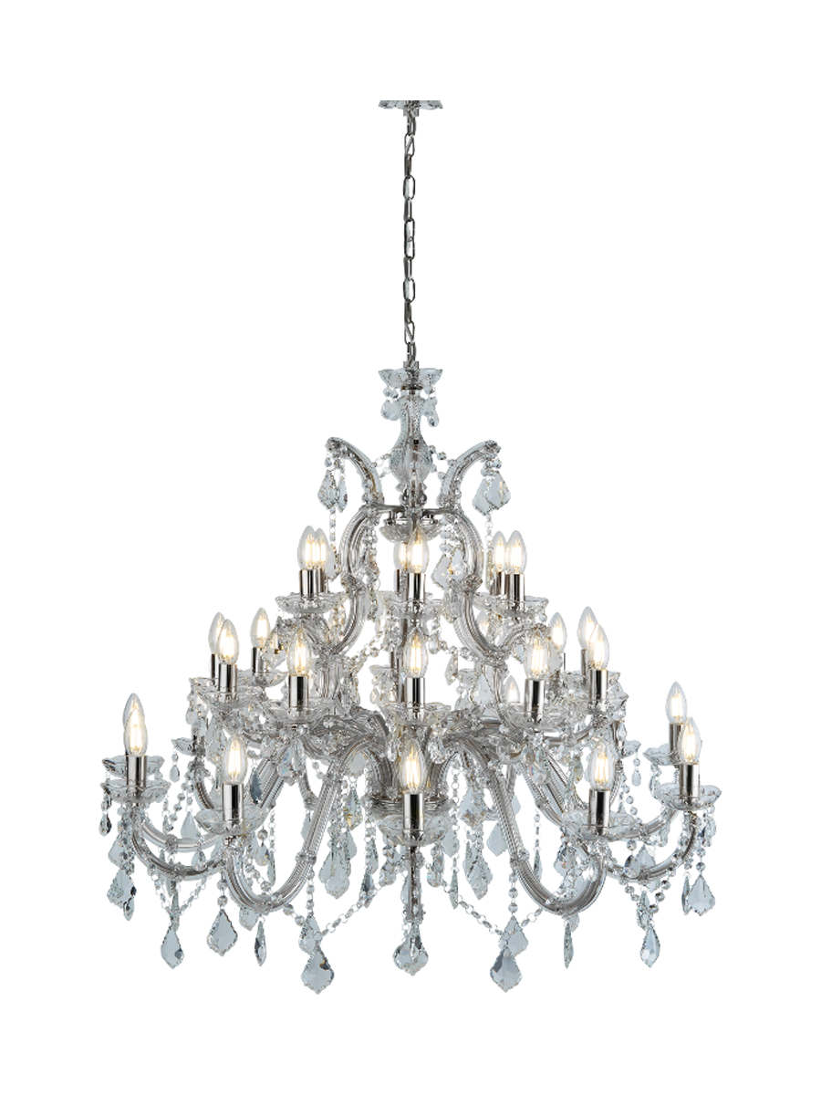 
Klassischer, dimmbarer XL Kronleuchter „Marie Therese" 30-flammig - klares Glas