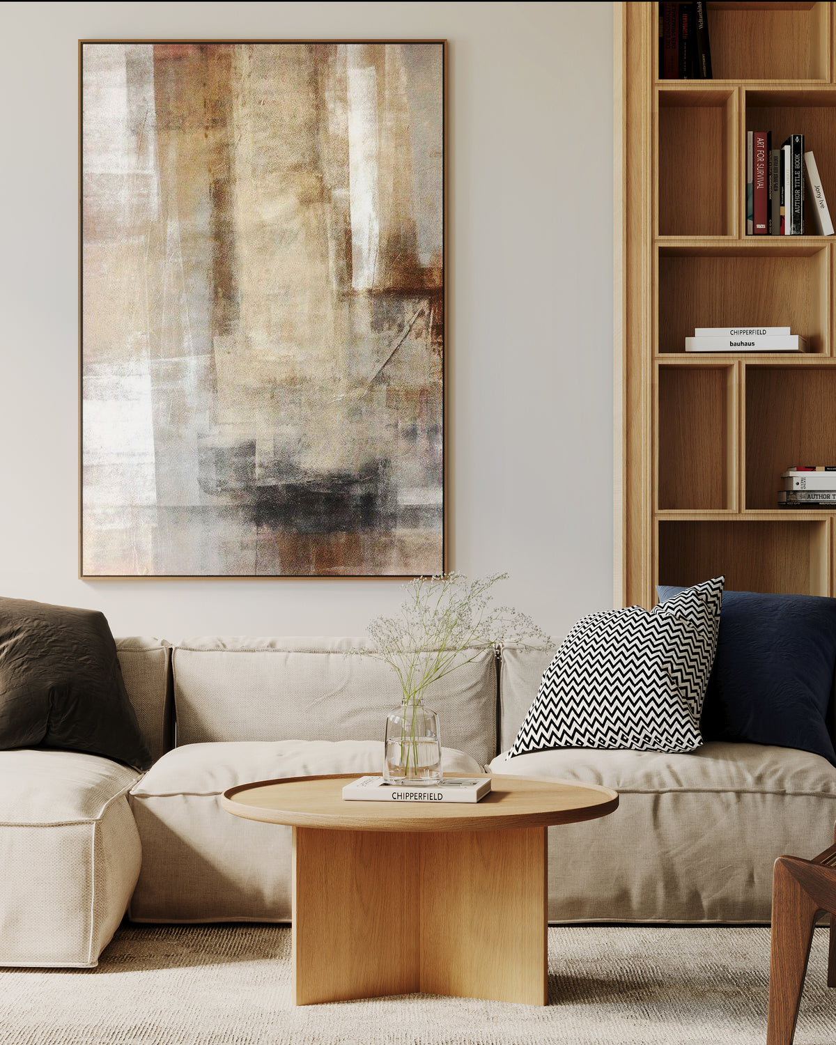 
Hochwertiger Couchtisch „Cala“ Ø 83 cm - Eiche Natural